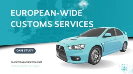 European-wide customs services case study (Image: car over a teal split background)
